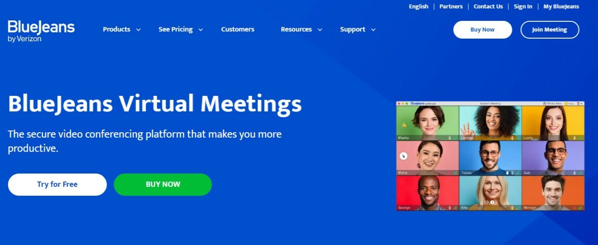 Blue Jeans is a conferencing tool for business e-meetings with excellent support for saving and sharing content, recording online meeting and transcriptions, and text chatting with hundreds of participants.