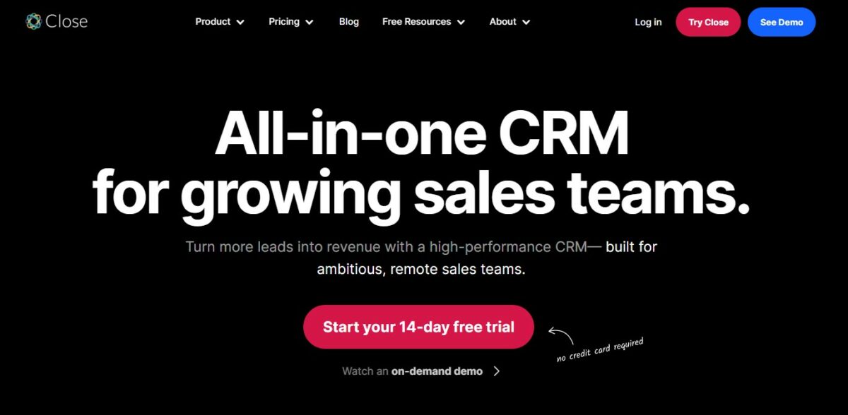 Close is a cloud-based CRM solution that proposes to help startups close more deals. 