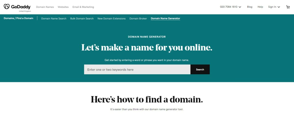 Godaddy is one of the best domain registrars, and they offer a popular domain name generator. 