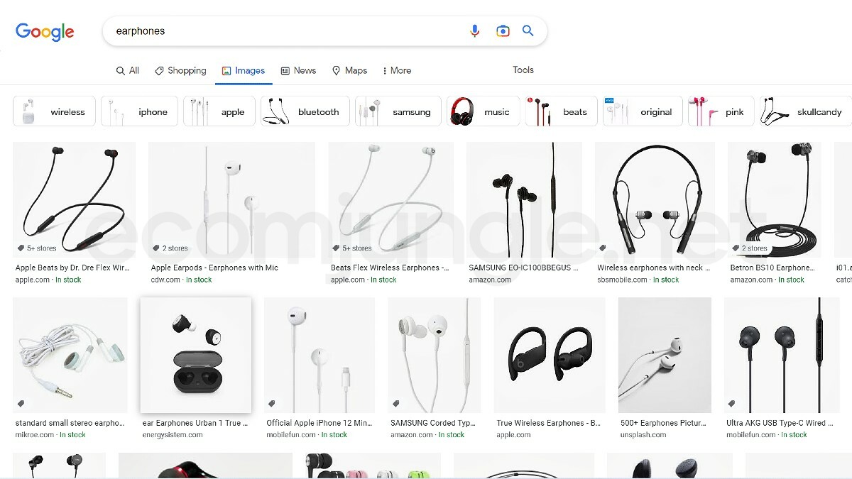 Search intent example with  keyword "earphones"
