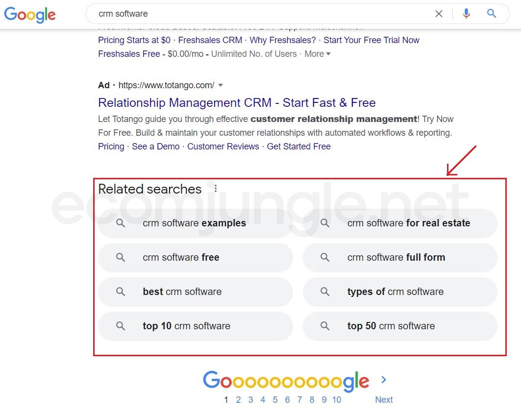 Find seed keywords in Google Related searches