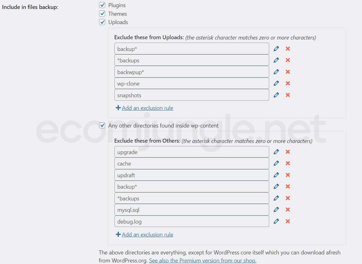 Now choose which files you’d like to include in the backup