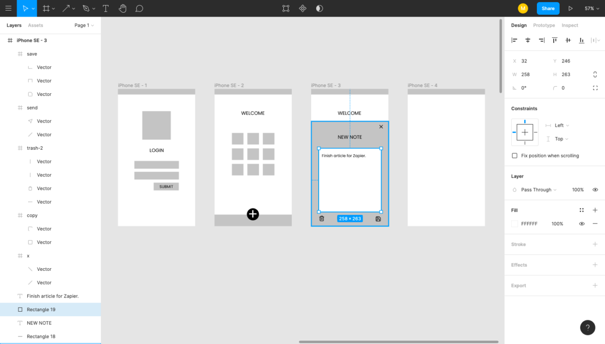 Image of wireframe tool workspace.