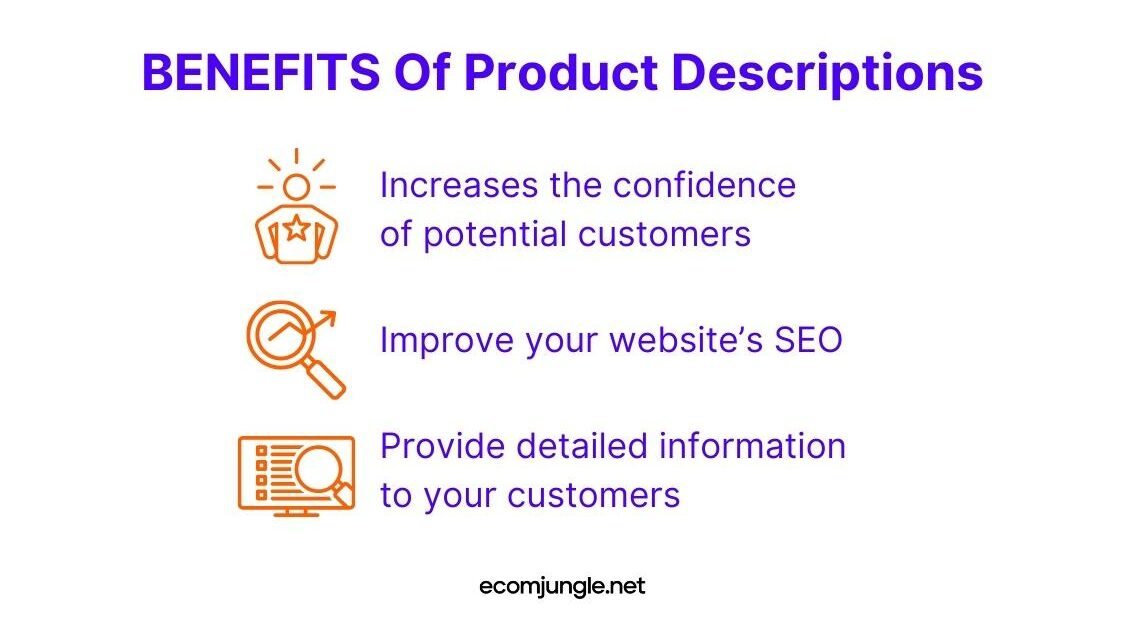 If you create good product description you can get at least trhee benefits from it - built trust with customers, improve seo and provide detail information for your potential customer.