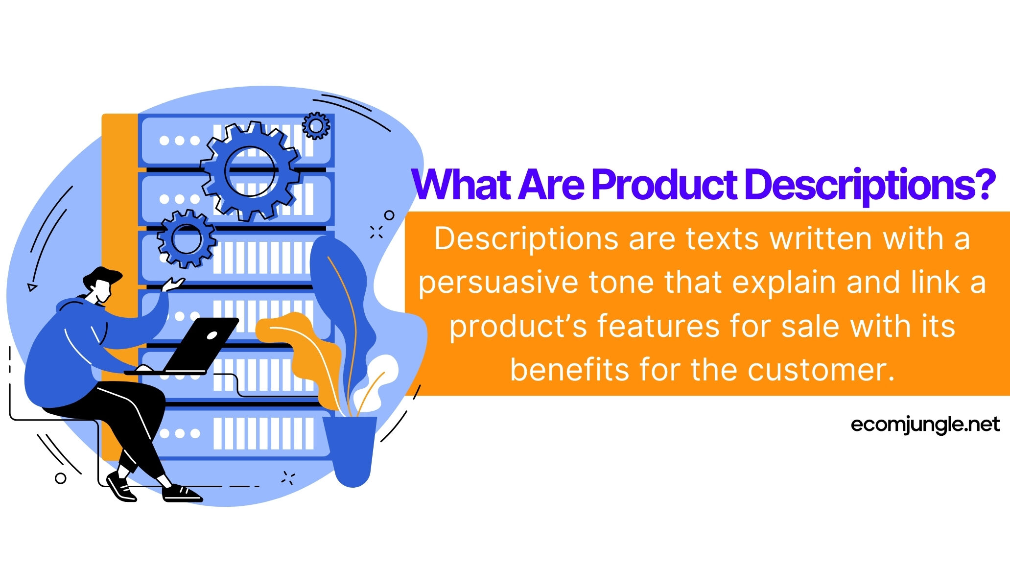 A product description is a form of marketing copy used to describe and explain the benefits of your product. In other words, it provides all the information and details of your product on your ecommerce site.