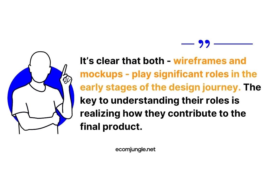 Wireframes and mockups can be important in early stages of the design journey.