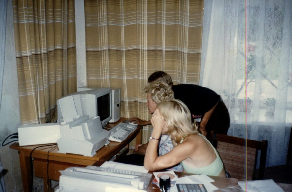 Edgars Kebbe helping mother with PC (1997.)