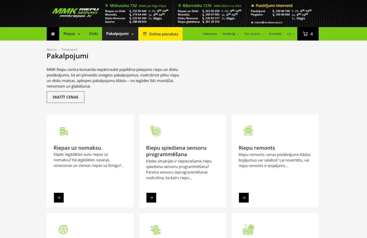 MMKriepas.lv - Pakalpojumu saraksts