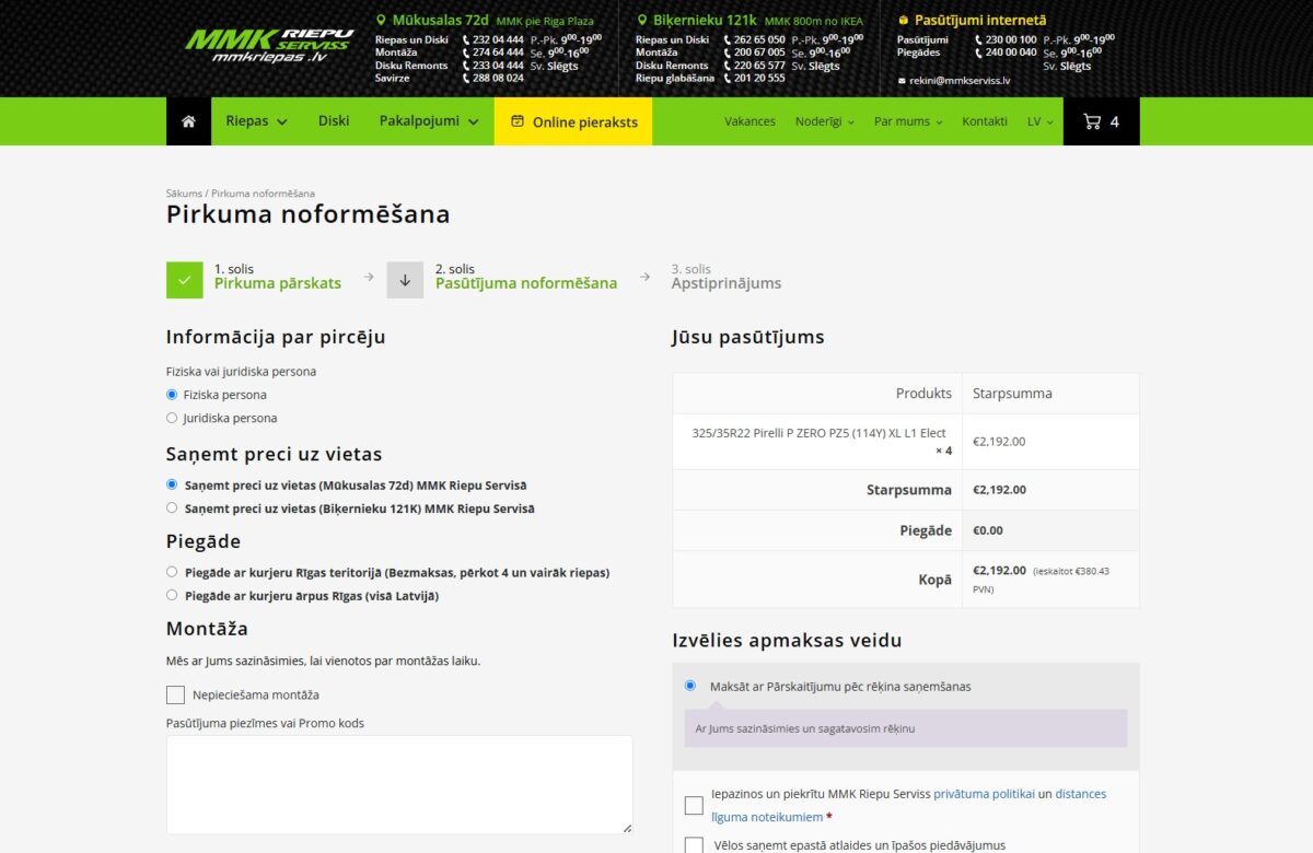 MMKriepas.lv - Pirkuma noformēšana jeb checkout