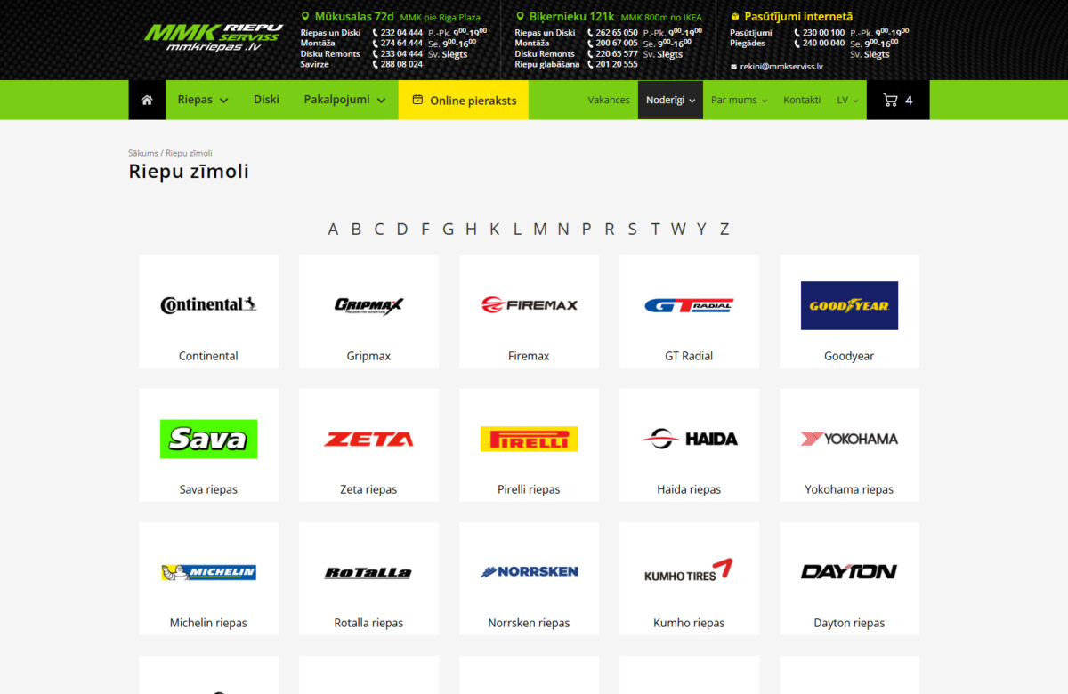 MMKriepas.lv - Produktu zīmolu saraksts