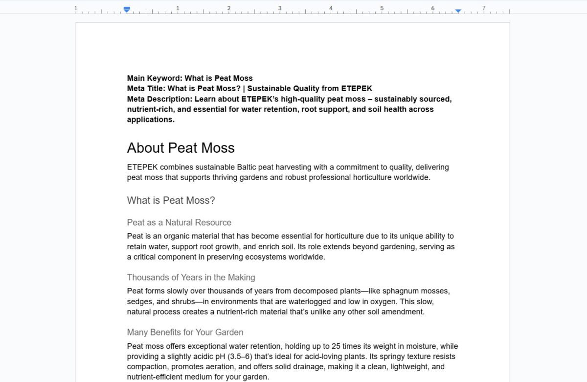 Etepek.com - sagatavotais mājaslapas atvēruma SEO teksts