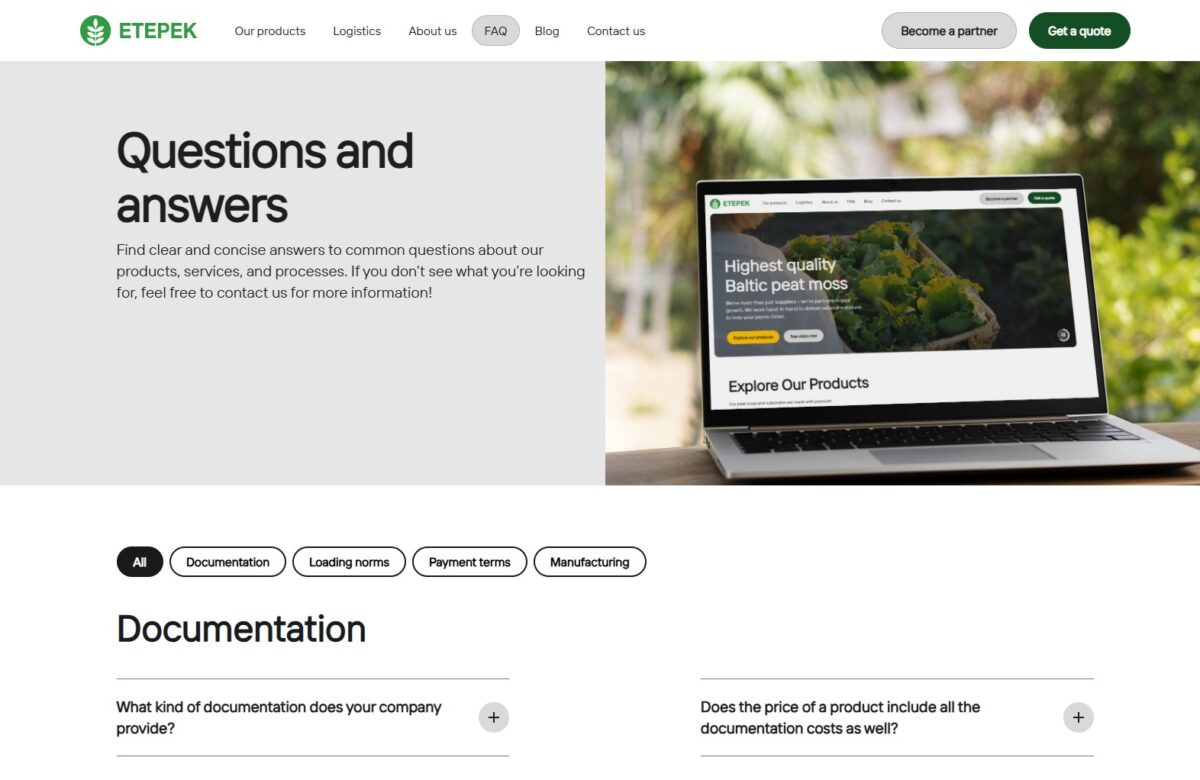 Etepek.com - biežāk uzdoto jautājumu sadaļa
