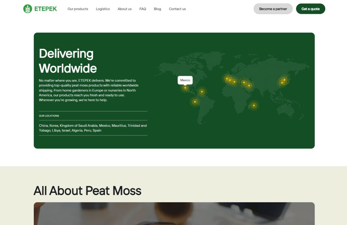 Etepek.com - piegāde visā pasaulē, piegādes valstu karte