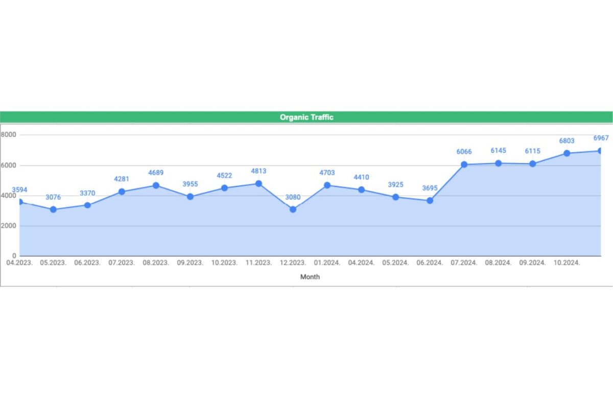 Portfolio - mēbeļu salona mājaslapas organiskās apmeklētības pieaugums