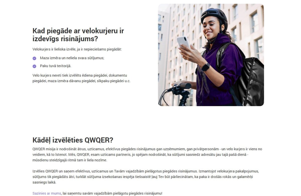 Qwqer.lv mājaslapas atvēruma saturs