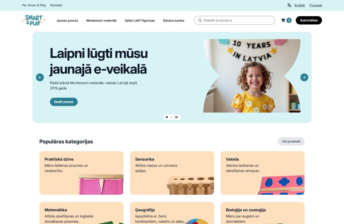 Smartandplay.com e-komercijas platformas izveide