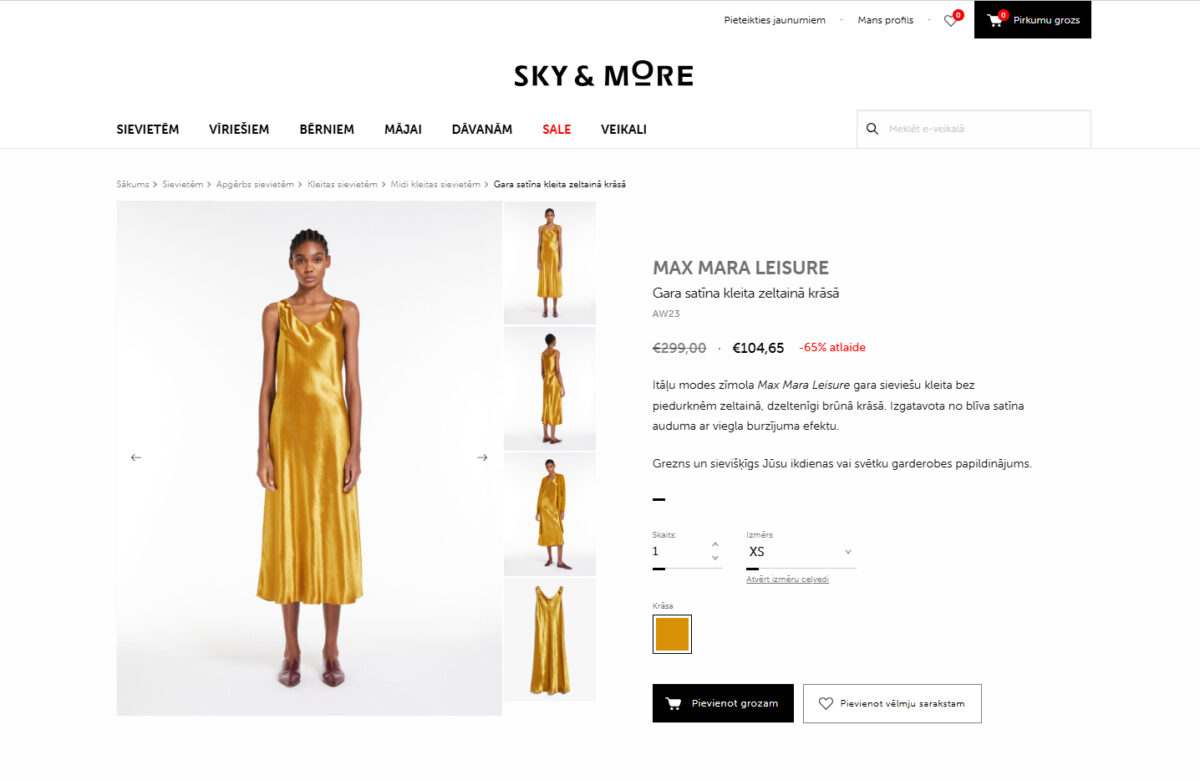 Web risinājums - Skyandmore.lv automātiska apģērbu izmēru konvertēšana