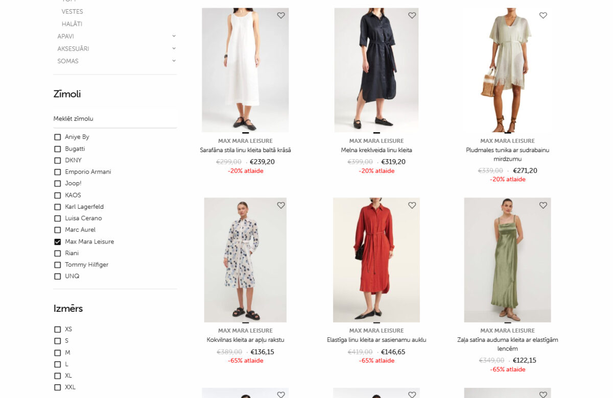 Web risinājums - Skyandmore.lv vienota izmēru sistēma