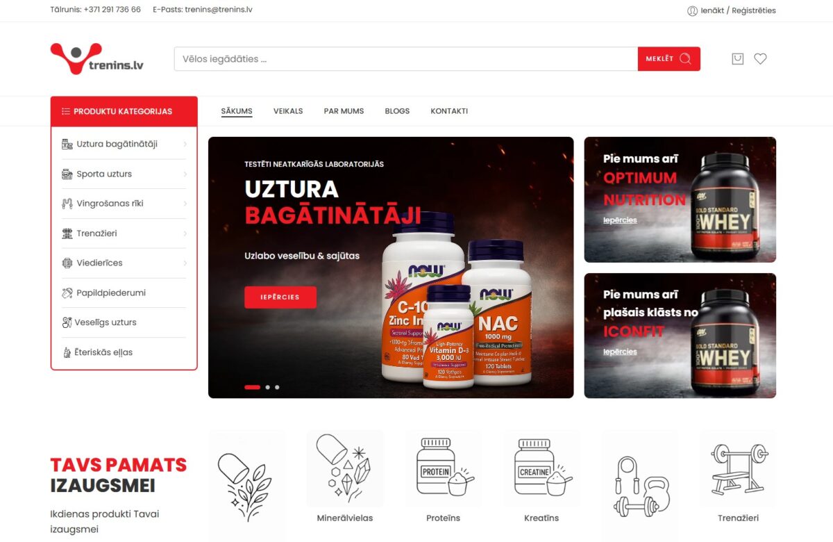 Trenins.lv e-komercijas vietne uz WooCommerce bāzes