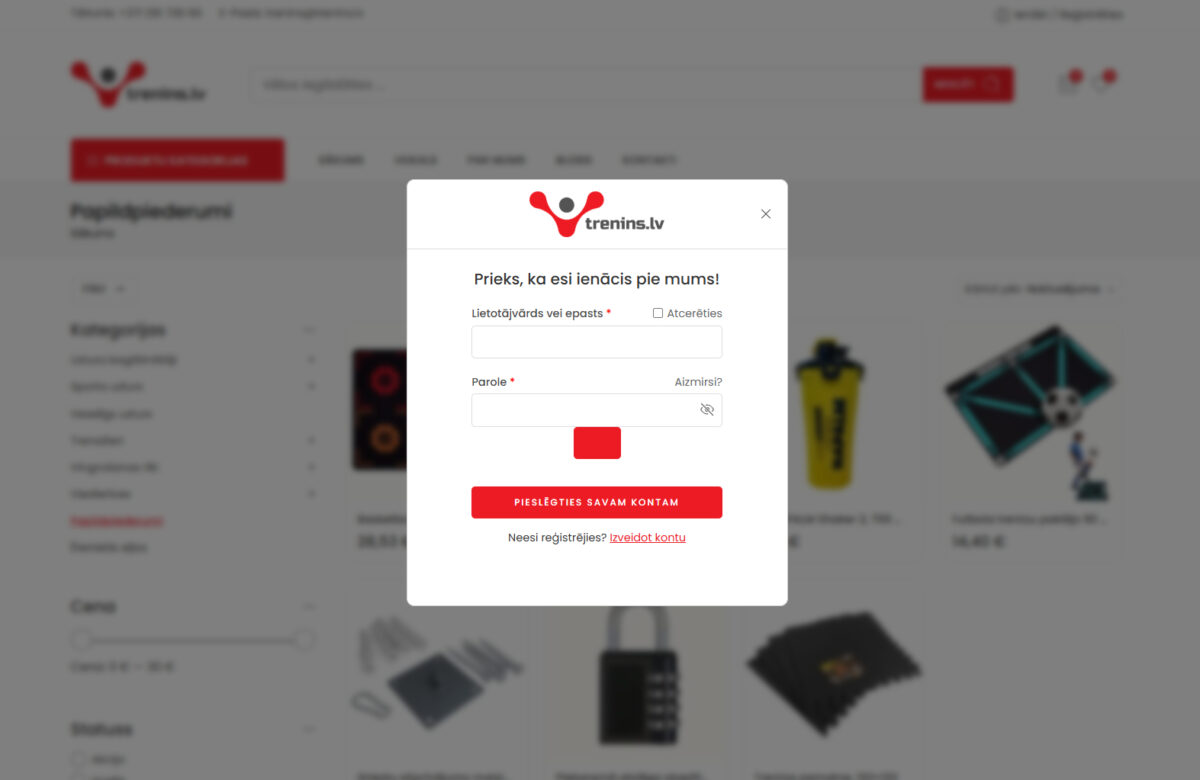 Trenins.lv - Autorizēties lietotāja profilā