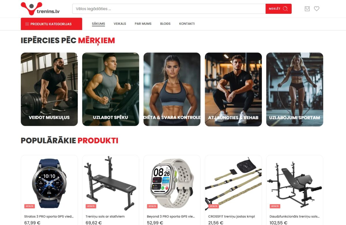 Trenins.lv populārāko preču karuselis