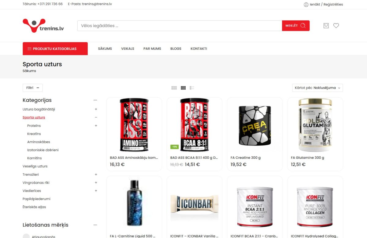 Trenins.lv preču saraksta atvērumus