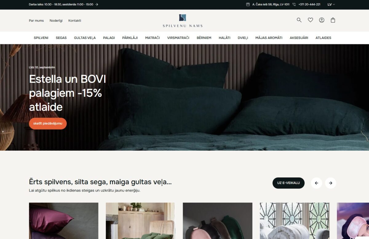 Spilvenunams.lv e-komercijas platforma uz WooCommerce bāzes