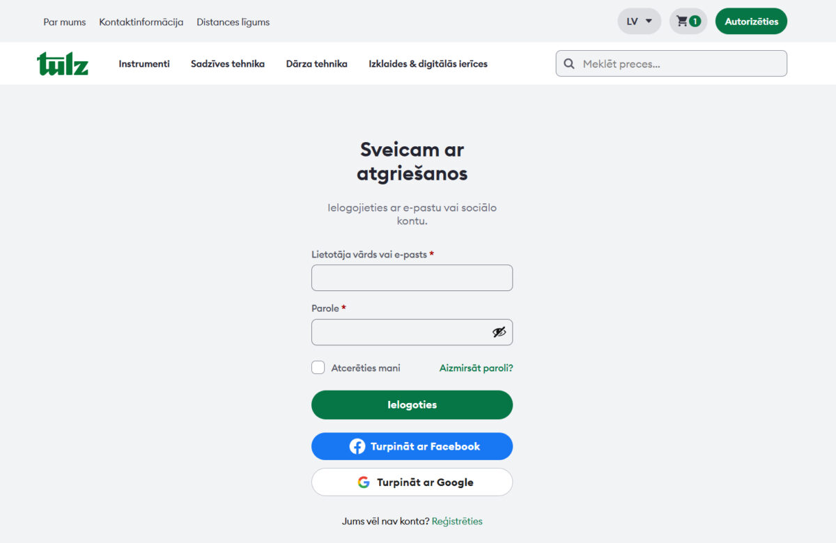 Tulz.lv - autorizēšanās lietotāja profilā