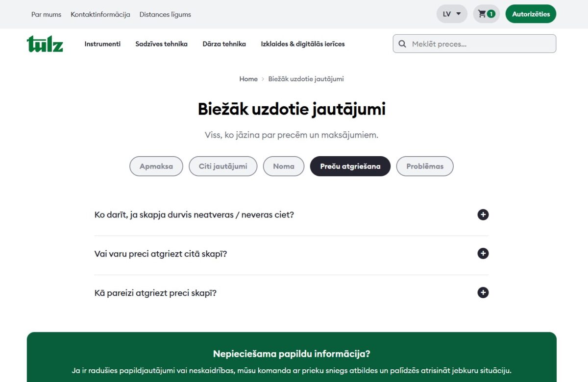 Tulz.lv - biežāk uzdotie jautājumi