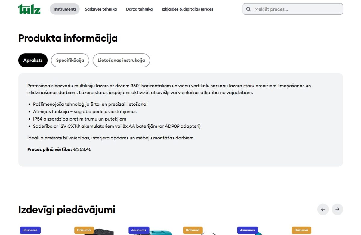 Tulz.lv - produkta apraksts