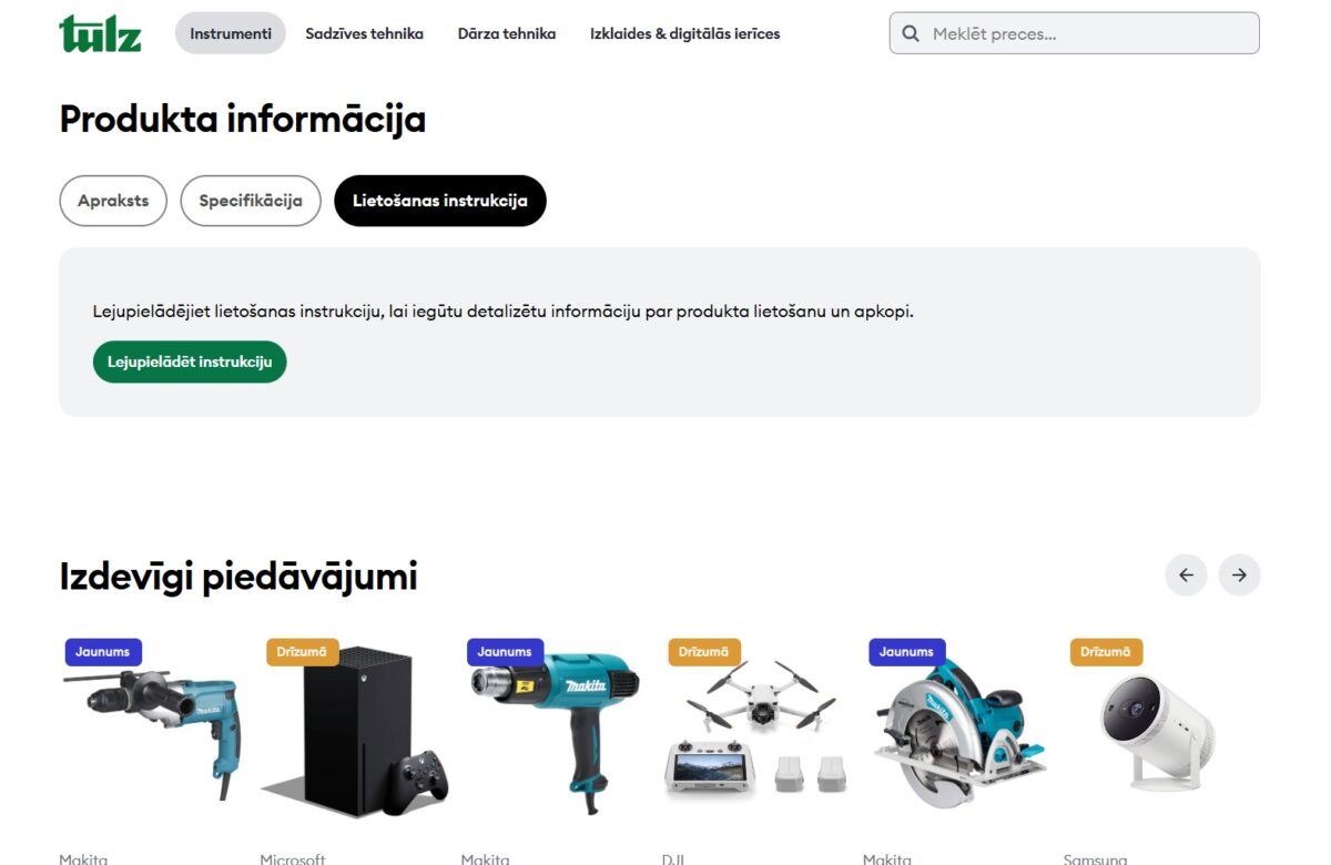 Tulz.lv - lejupielādējama lietošanas instrukcija