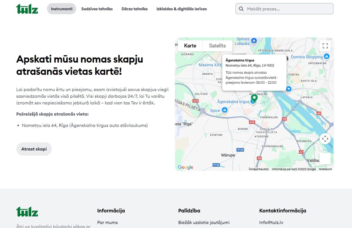 Tulz.lv - nomas skapju atrašanās vieta kartē
