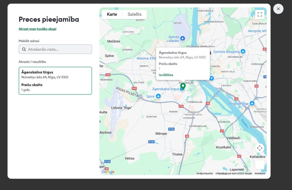Tulz.lv - preces pieejamības attēlojums kartē
