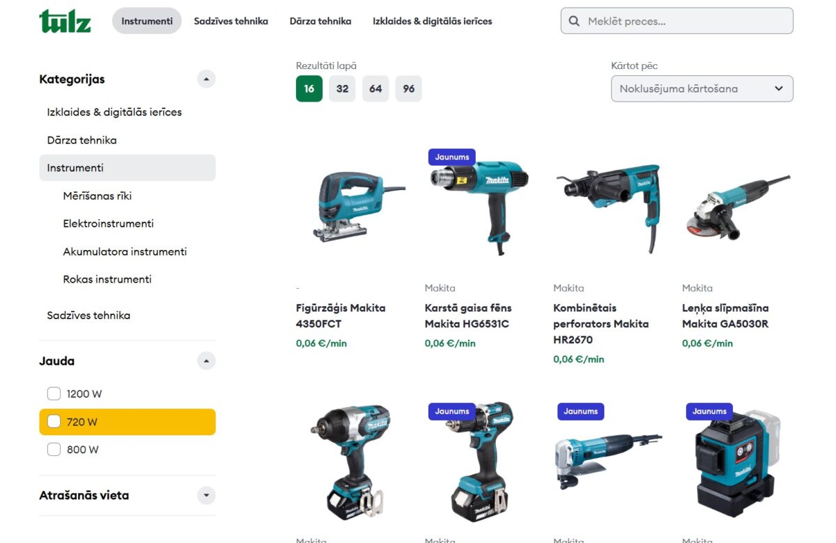 Tulz.lv - produktu filtri