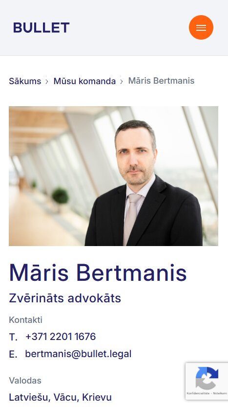 Informācija par advokātu - Advokātu birojs BULLET - mobile