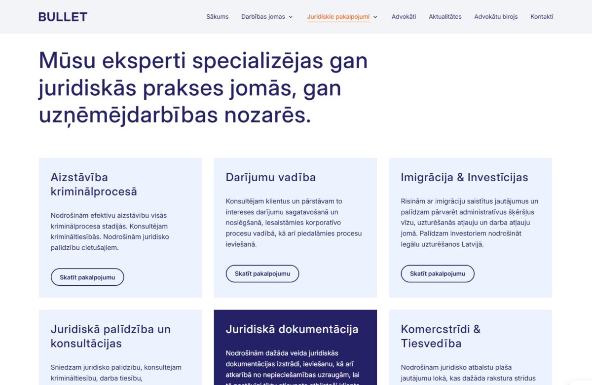 Pakalpojumu saraksts - Advokātu birojs BULLET