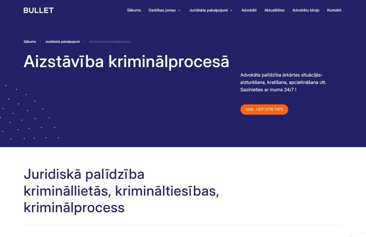 Pakalpojuma atvērums - Advokātu birojs BULLET