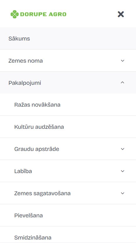 Mobilās navigācijas apakšsadaļas - Dorupeagro.lv
