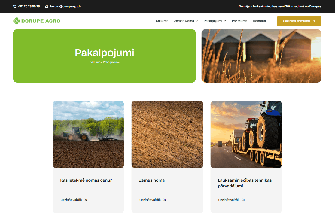 Pakalpojumu saraksts - Dorupeagro.lv