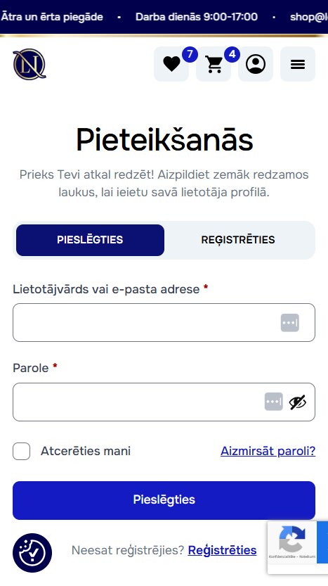 Leno.lv - Pieteikšanās lietotāja kontā - mobile