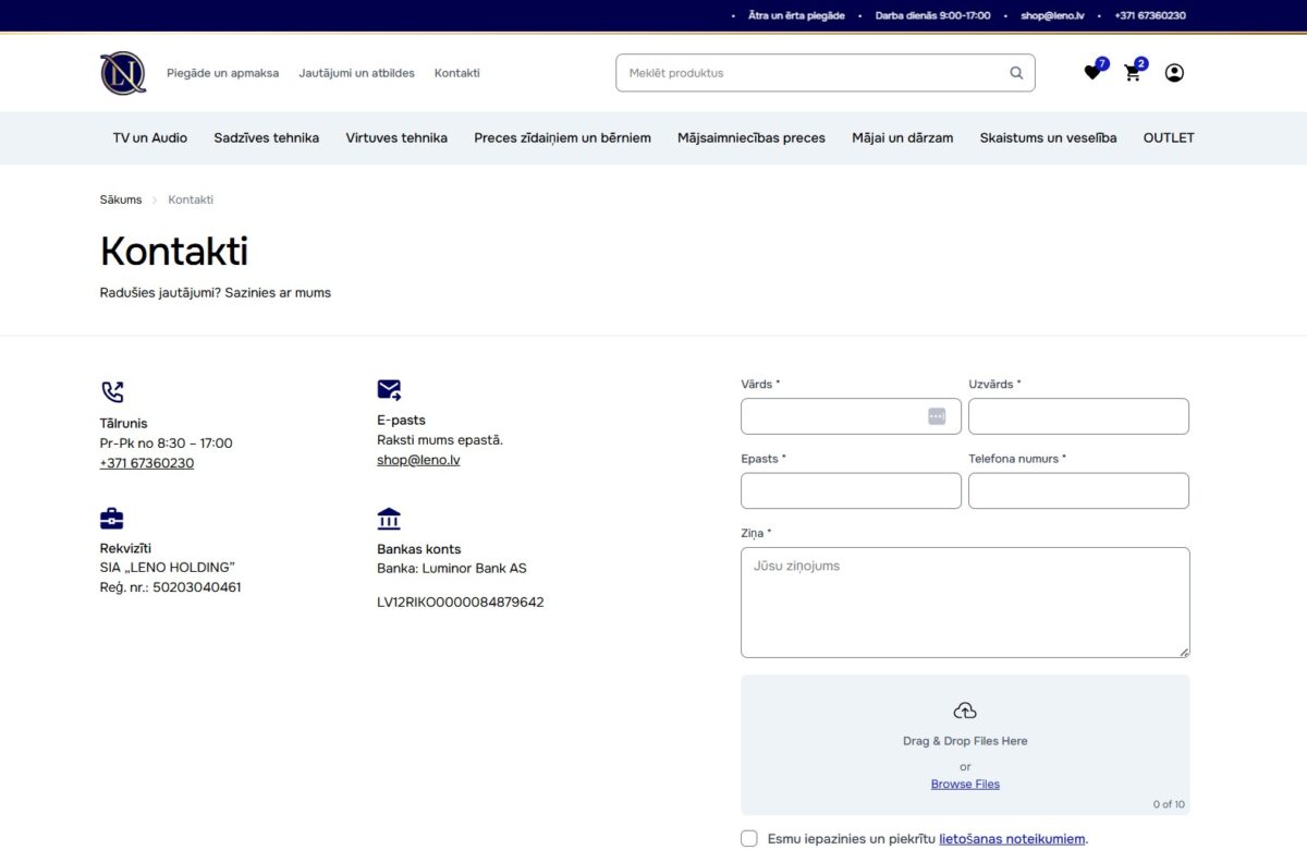 Leno.lv - Kontaktinformācija