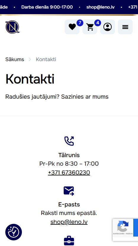 Leno.lv - Kontaktinformācija - mobile