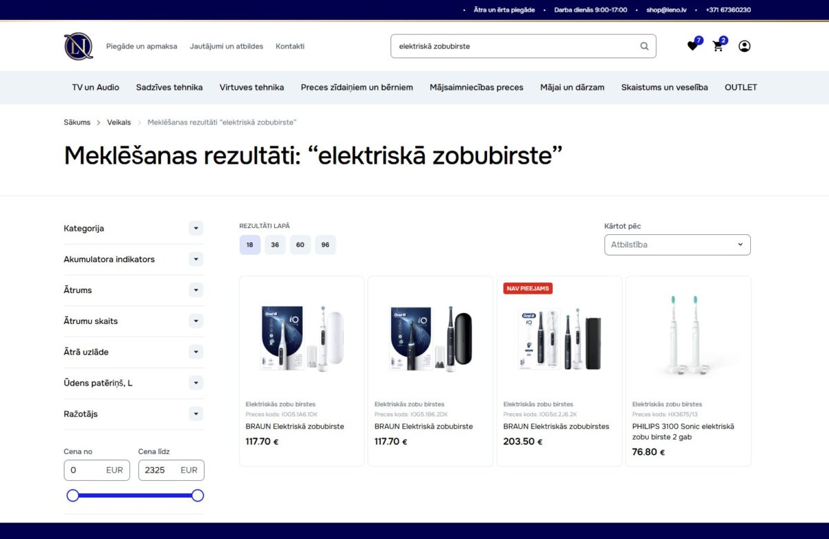 Leno.lv - Produktu meklēšanas rezultāti
