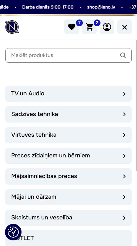 Leno.lv - Mobilā navigācija