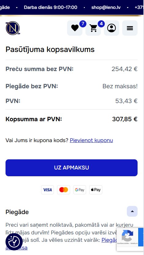 Leno.lv - Pasūtījuma kopsavilkums - mobile