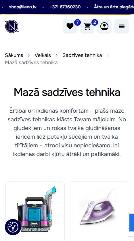 Leno.lv - Produktu kategorijas atvērums - mobile