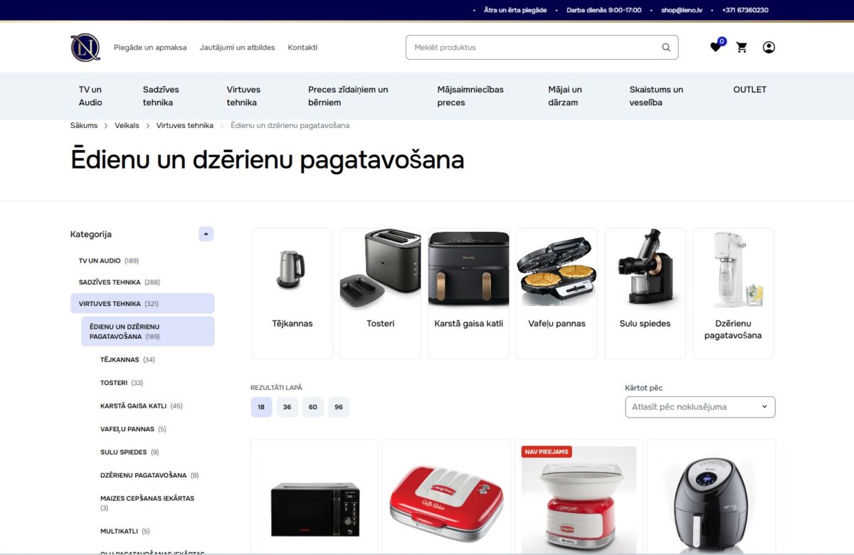 Leno.lv - Produktu kategorijas atvērums