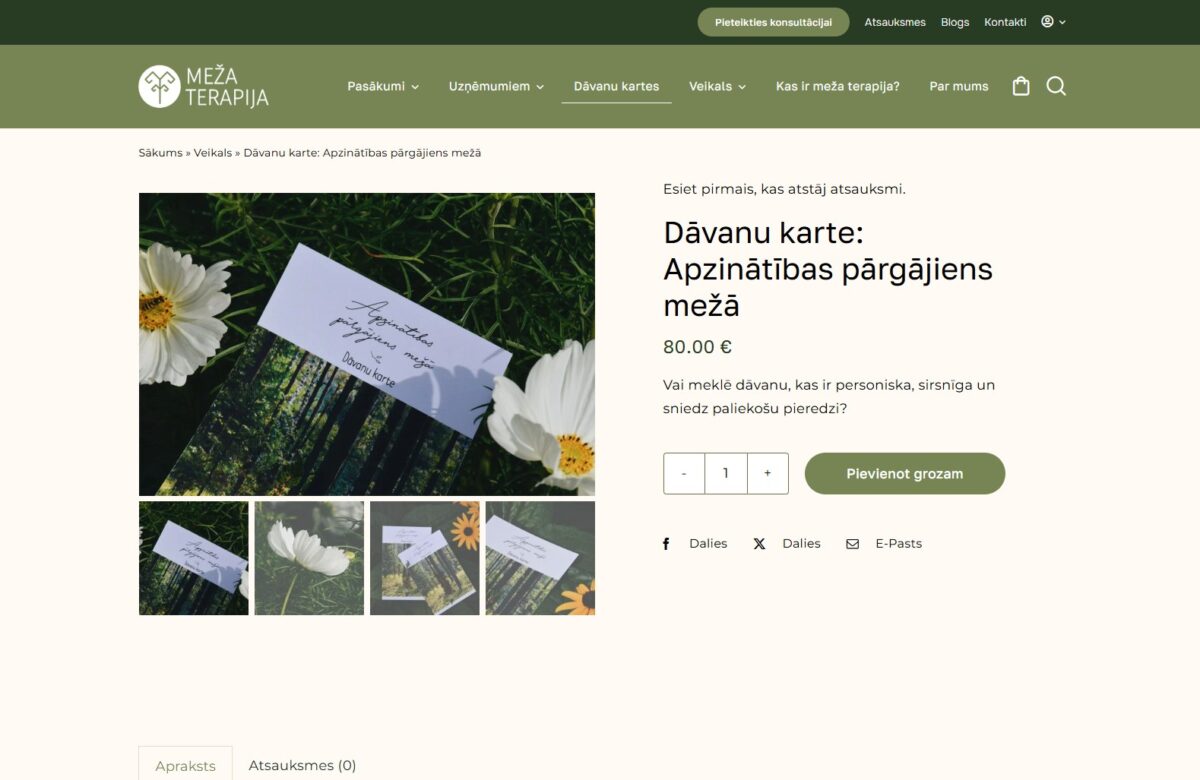 Dāvanu kartes iegāde - Mezaterapija.lv