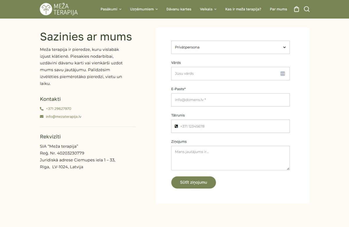 Saziņas forma - Mezaterapija.lv