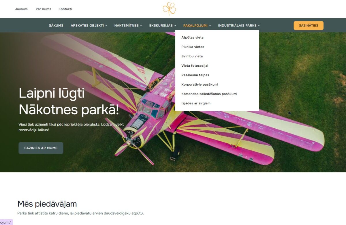 Nakotnesparks.lv - Mājaslapas navigācija